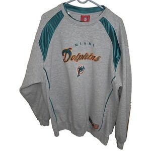 Vintage NFL Miami Dolphins Football Grey XXL Sweatshirt Long Sleeve Embroidered